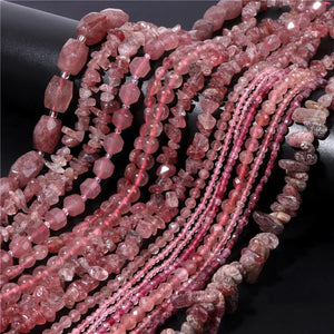 Strawberry Quartz Gem Beads Round Faceted Spacer Bead