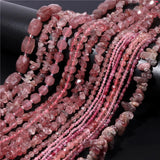 Strawberry Quartz Gem Beads Round Faceted Spacer Bead
