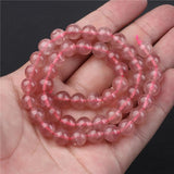 Strawberry Quartz Gem Beads Round Faceted Spacer Bead