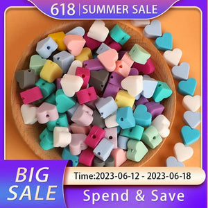 Sunrony 30pc Mini Love Heart Silicone Beads Chewable Toys