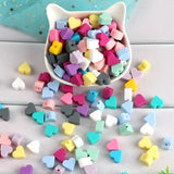 Sunrony 30pc Mini Love Heart Silicone Beads Chewable Toys