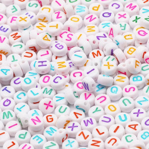 7mm Round Acrylic Beads with Letters for Jewelry Making