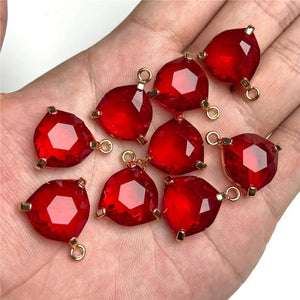Geometric Crystal Pendant Triangle Glass Stone Charms DIY Faceted Pendant 18mm