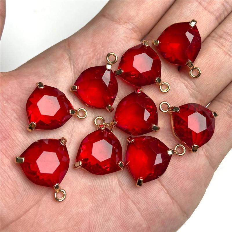 Geometric Crystal Pendant Triangle Glass Stone Charms DIY Faceted Pendant 18mm