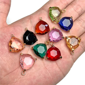 Geometric Crystal Pendant Triangle Glass Stone Charms DIY Faceted Pendant 18mm