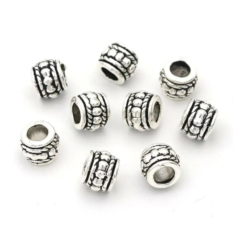 Tibetan Silver Bronze Spacer Metal Beads 8x6mm Big Hole