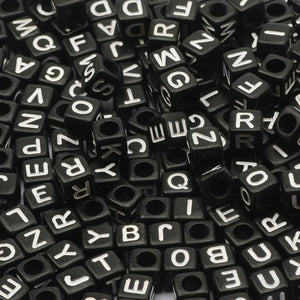 6mm Mixed Letter Acrylic Beads Square Cube Alphabet Spacer Beads