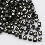 6mm Mixed Letter Acrylic Beads Square Cube Alphabet Spacer Beads