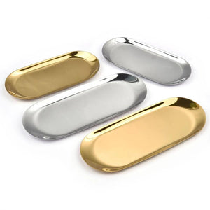 Stainless Steel Oval Cake Plate Dessert Tray