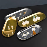 Stainless Steel Oval Cake Plate Dessert Tray