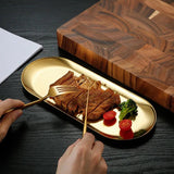 Stainless Steel Oval Cake Plate Dessert Tray