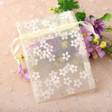 10pcs Flower Organza Gift Bags Wedding Jewelry Candy Drawstring Pouches