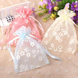 10pcs Flower Organza Gift Bags Wedding Jewelry Candy Drawstring Pouches