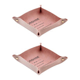 2Pcs Display Plates Pink PU Leather Organizer Storage Showcase Tray