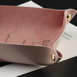 2Pcs Display Plates Pink PU Leather Organizer Storage Showcase Tray