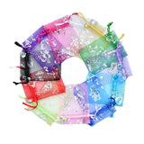100pcs Butterfly Organza Bag Wedding Voile Gift Bag Drawstring Pouch