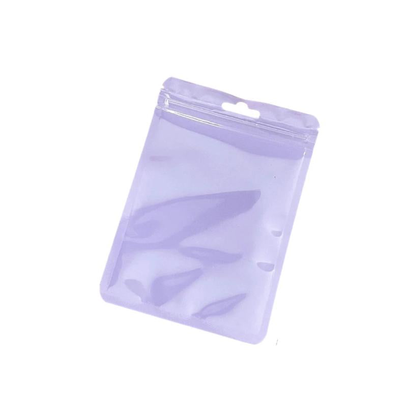 100Pcs Clear Purple Macaron Jewelry Sealing Bags Pouches Packaging