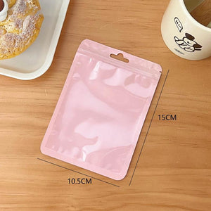 100Pcs Clear Purple Macaron Jewelry Sealing Bags Pouches Packaging