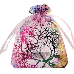 50pcs Pink Purple Organza Bags Christmas Candy Drawstring Pouches Gift Bag