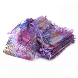50pcs Pink Purple Organza Bags Christmas Candy Drawstring Pouches Gift Bag