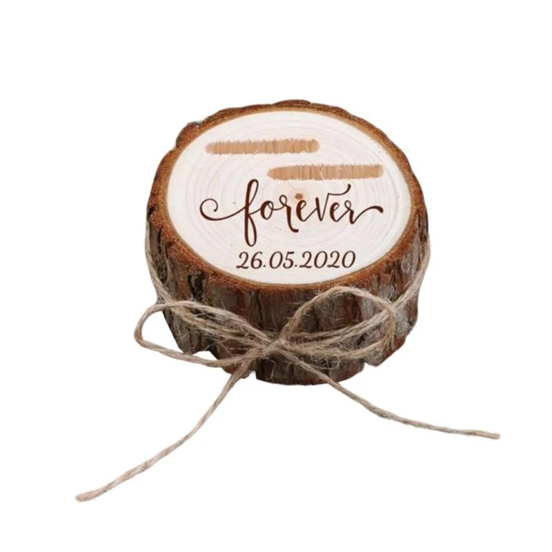 Personalized Wood Slice Wedding Ring Box Holder