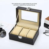 3 Slots Leather Watch Storage Case Travel Organizer