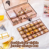 Jewelry Storage Box Dual Layer Earrings Jewellery Case Container