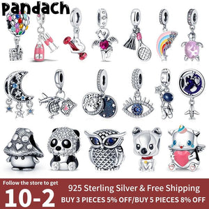 925 Silver Plata Charms for Bracelet DIY Jewelry Women Kitty Owl Pendant