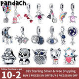 925 Silver Plata Charms for Bracelet DIY Jewelry Women Kitty Owl Pendant