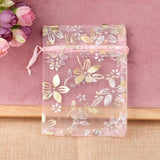 20pcs Organza Jewelry Bag Red Bauhinia Flower Gift Pouch Packaging Bags