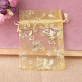 20pcs Organza Jewelry Bag Red Bauhinia Flower Gift Pouch Packaging Bags