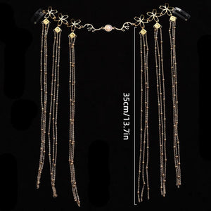 Vintage Rhombus Hair Crown Chinese Style Rhinestone Hairband Tassel Tiara