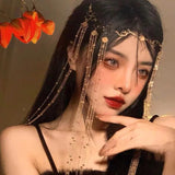Vintage Rhombus Hair Crown Chinese Style Rhinestone Hairband Tassel Tiara