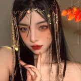 Vintage Rhombus Hair Crown Chinese Style Rhinestone Hairband Tassel Tiara