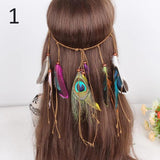 Boho Indian Feather Headband Adjustable Headdress Women Girl Hair Accessories