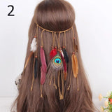 Boho Indian Feather Headband Adjustable Headdress Women Girl Hair Accessories