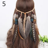 Boho Indian Feather Headband Adjustable Headdress Women Girl Hair Accessories