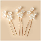 Ceramic Flower Hairpins U Shaped Hair Sticks for Bride Wedding Hair