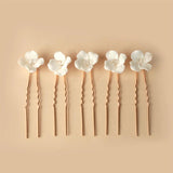 Ceramic Flower Hairpins U Shaped Hair Sticks for Bride Wedding Hair