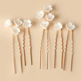 Ceramic Flower Hairpins U Shaped Hair Sticks for Bride Wedding Hair