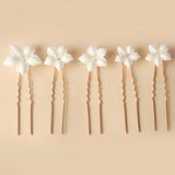 Ceramic Flower Hairpins U Shaped Hair Sticks for Bride Wedding Hair