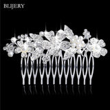 Silver Pearl Crystal Flower Wedding Hair Combs for Women Hair Jewelry