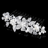 Silver Pearl Crystal Flower Wedding Hair Combs for Women Hair Jewelry