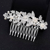 Silver Pearl Crystal Flower Wedding Hair Combs for Women Hair Jewelry
