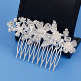 Silver Pearl Crystal Flower Wedding Hair Combs for Women Hair Jewelry