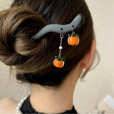 Vintage Orange Fruit Wood Drop Hair Sticks for Women Chinese Hairclip