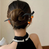 Vintage Orange Fruit Wood Drop Hair Sticks for Women Chinese Hairclip