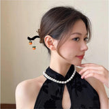 Vintage Orange Fruit Wood Drop Hair Sticks for Women Chinese Hairclip