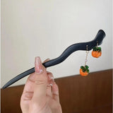 Vintage Orange Fruit Wood Drop Hair Sticks for Women Chinese Hairclip