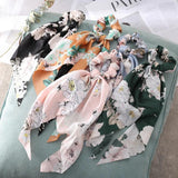 Streamer Silk Scarf Headband for Women Retro Printing Circle Head Rope